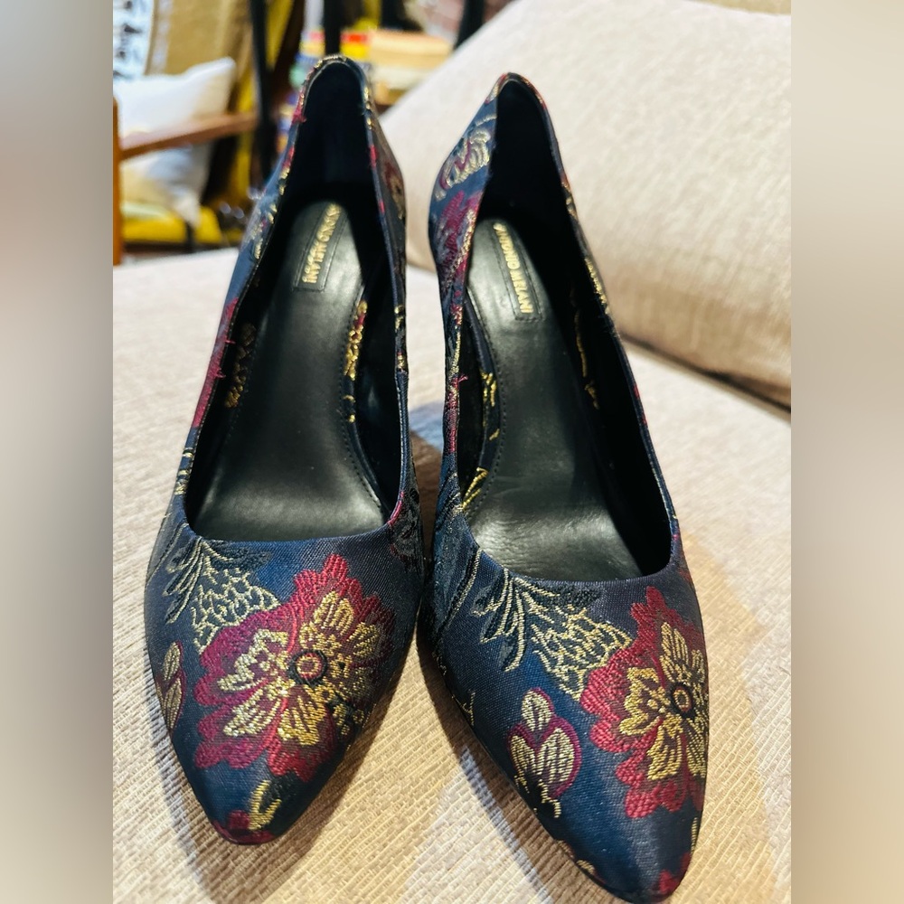 ANTONIO MELANI Black and Red Floral Heels - Picture 2 of 4